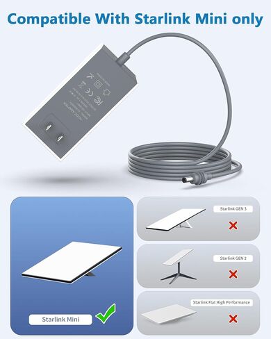 Starlink Mini 12V Power Supply Adapter 30V 2A 60W Wall Charger 2M Cable in Kuwait