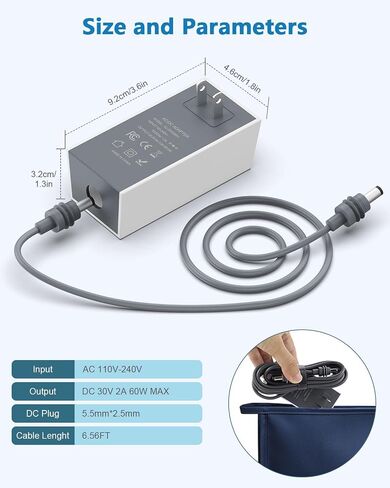 Starlink Mini 12V Power Supply Adapter 30V 2A 60W Wall Charger 2M Cable in Kuwait
