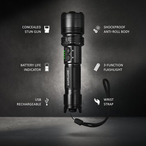 GUARD DOG SECURITY LightSafer Stun Gun Self Defense, LED Flashlight, Police Strength Stun Gun with Concealed Prong Technology, Rechargeable with Charging Indicator in Kuwait