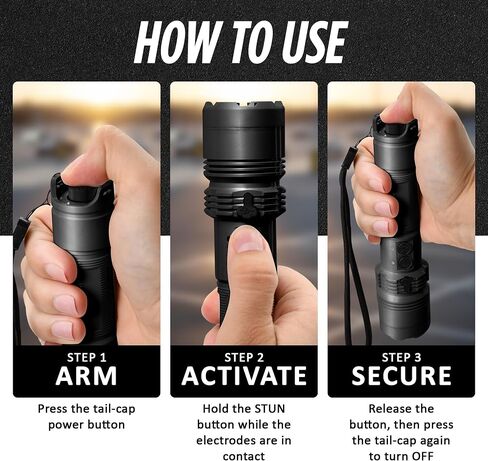 GUARD DOG SECURITY LightSafer Stun Gun Self Defense, LED Flashlight, Police Strength Stun Gun with Concealed Prong Technology, Rechargeable with Charging Indicator in Kuwait