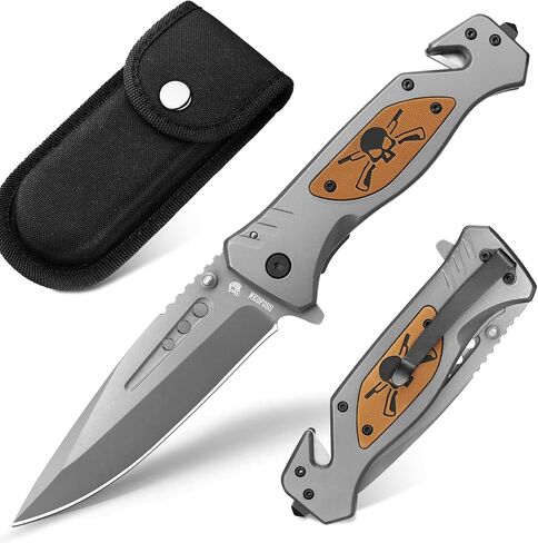 NedFoss NF18 Pocket Folding Knife, 3 in 1 Pocket Knife for Men, Survival Knife with Liner-Lock Belt Clip, Seat Belt Cutter, Glass Breaker, Hunting knife for Camping Hiking in Saudi Arabia