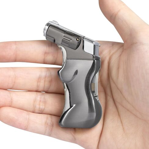 YUSUD Refillable Torch Lighter with Visible Fuel Window - Cool Blue LED Light Design - Adjustable Windproof Jet Flame - Butane Lighter for Camping & Unique Gift for Men Women (Butane Not Included) in Kuwait