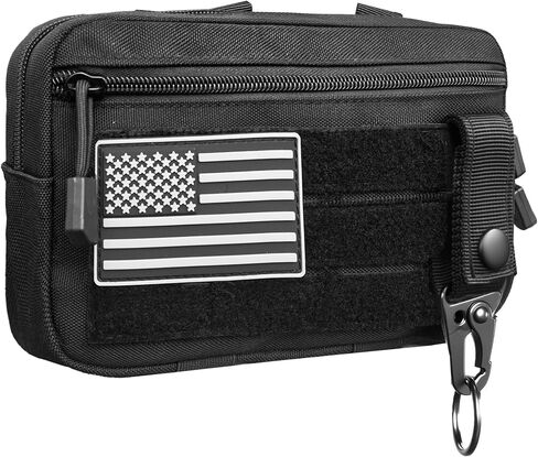 Tactical MOLLE Admin Pouch, Horizontal Modular EDC Utility Tool Pouch, Tactical Pouch with US Flag Patch and Keychain in Kuwait