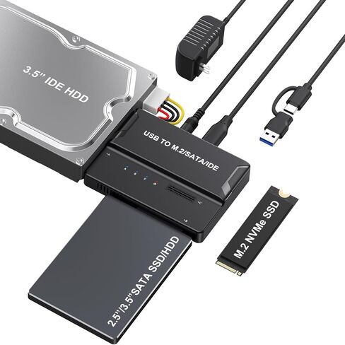 NVMe SSD Enclosure, USB to M.2 and IDE SATA Adapter Hard Drive Reader in Kuwait