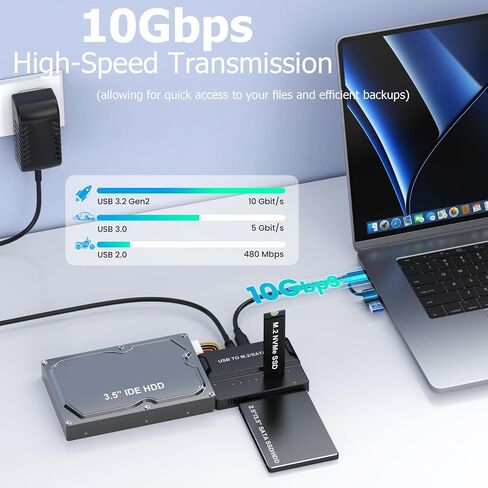 NVMe SSD Enclosure, USB to M.2 and IDE SATA Adapter Hard Drive Reader in Kuwait
