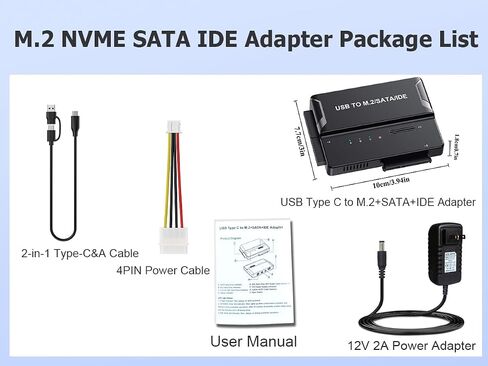 NVMe SSD Enclosure, USB to M.2 and IDE SATA Adapter Hard Drive Reader in Kuwait