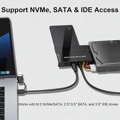 NVMe SSD Enclosure, USB to M.2 and IDE SATA Adapter Hard Drive Reader in Kuwait