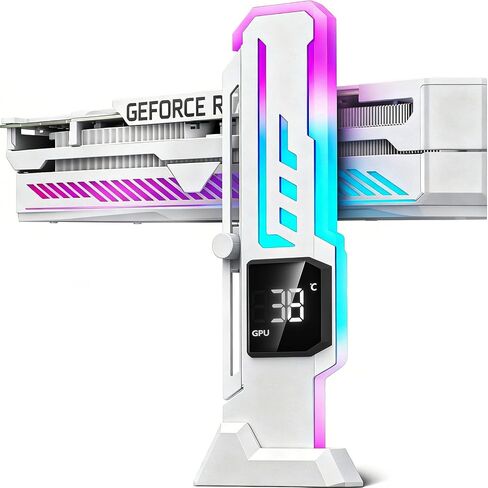 ARGB GPU Support Bracket with CPU & GPU Temp/Usage Display, Adjustable Height Anti Sag GPU Stand with Magnet & Non-Slip Base, Universal Graphics Card Support, RGB GPU Brace / Video Card Holder in Kuwait