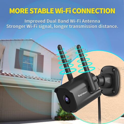Septekon 2K Home Security Cameras 4 Pack, 2.4G Wired WiFi Security Camera Outdoor with Night Vision, Two-Way Audio, IP66, Motion Detection Alarm, Dual Antenna, Black in Saudi Arabia