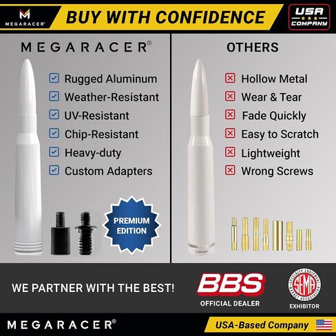 50 Cal Bullet Antenna for Jeep Wrangler& Gladiator, 2007-2024, Gloss White in Kuwait