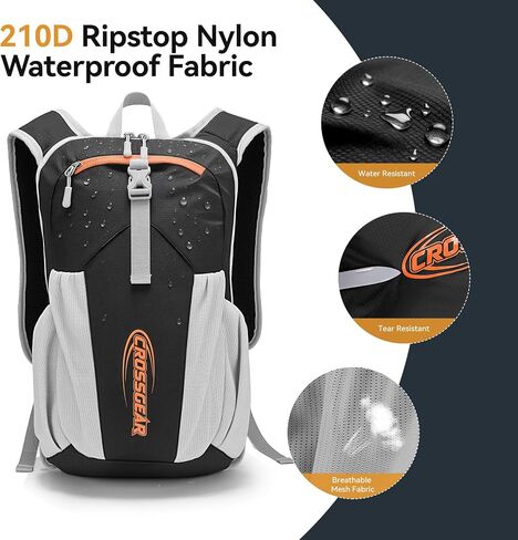 CROSS GEAR 16L Foldable Hiking Backpack, RFID Protection, Lightweight Waterproof Daypack, Packable Backpacks for Women Men, Small Hiking Daypack for Camping Travel Outdoor, Black in Saudi Arabia