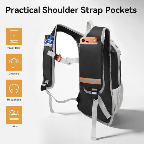 CROSS GEAR 16L Foldable Hiking Backpack, RFID Protection, Lightweight Waterproof Daypack, Packable Backpacks for Women Men, Small Hiking Daypack for Camping Travel Outdoor, Black in Saudi Arabia