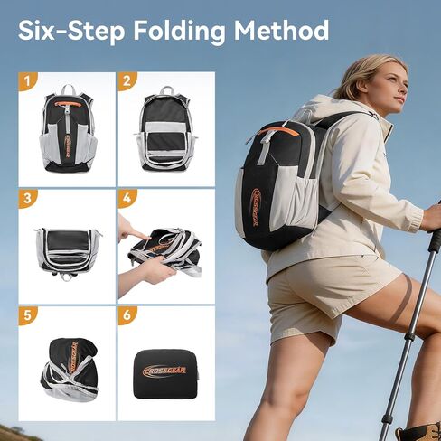 CROSS GEAR 16L Foldable Hiking Backpack, RFID Protection, Lightweight Waterproof Daypack, Packable Backpacks for Women Men, Small Hiking Daypack for Camping Travel Outdoor, Black in Saudi Arabia