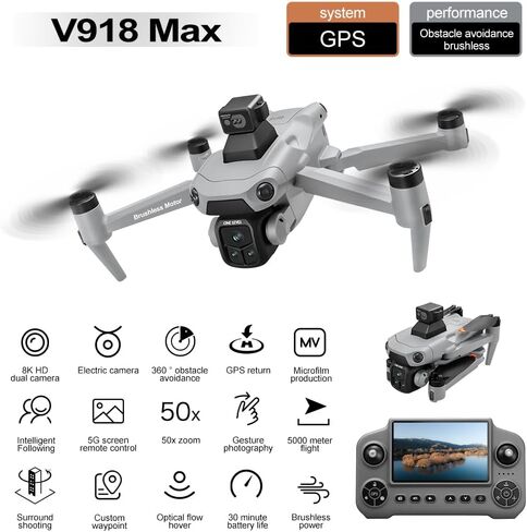 V918 GPS Drone with 8K Camera for Adults, RC Drones with 5 inch HD Screen in Kuwait