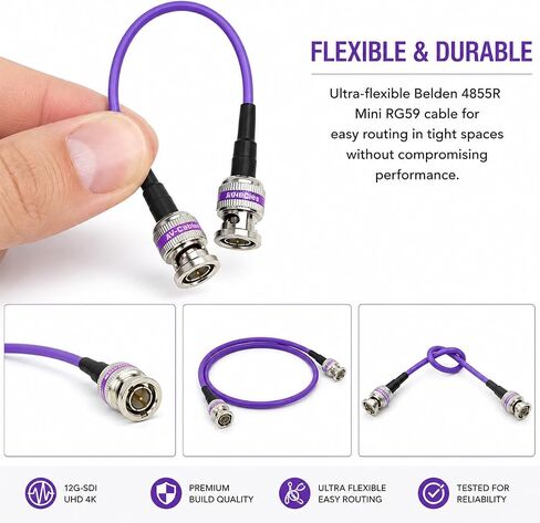 AV-Cables 12G-SDI BNC to BNC Cable, 4855R,25ft, Violet in Kuwait