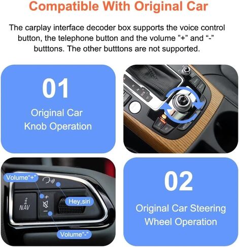 Wireless Carplay Android Auto Adapter for Audi A4 A5 Q5 S4 S5 2008-2018 | MMI 3G Retrofit Kit with Navigation, Music, Siri, OEM Knob Control, Camera Input in Kuwait