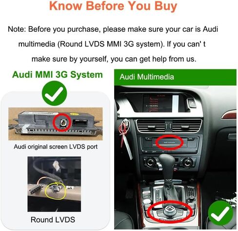 Wireless Carplay Android Auto Adapter for Audi A4 A5 Q5 S4 S5 2008-2018 | MMI 3G Retrofit Kit with Navigation, Music, Siri, OEM Knob Control, Camera Input in Kuwait