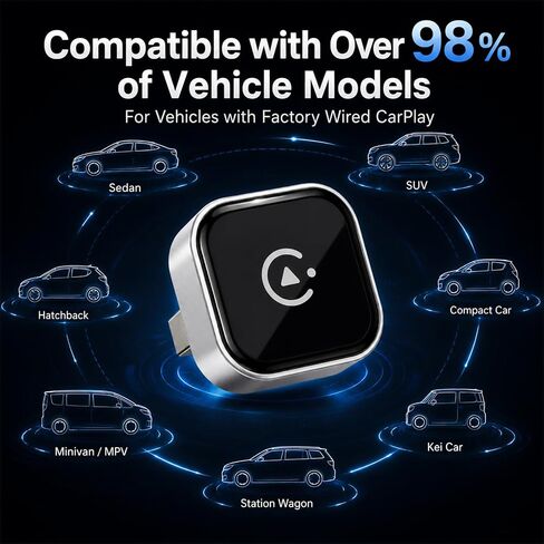 Wireless CarPlay Adapter, MiniPot Apple CarPlay Wireless Dongle for Factory Wired CarPlay Cars, Premium Matte Silver, 5GHz WiFi & Bluetooth Plug & Play Auto-Connect, No Delay in Kuwait
