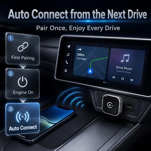 Wireless CarPlay Adapter, MiniPot Apple CarPlay Wireless Dongle for Factory Wired CarPlay Cars, Premium Matte Silver, 5GHz WiFi & Bluetooth Plug & Play Auto-Connect, No Delay in Kuwait