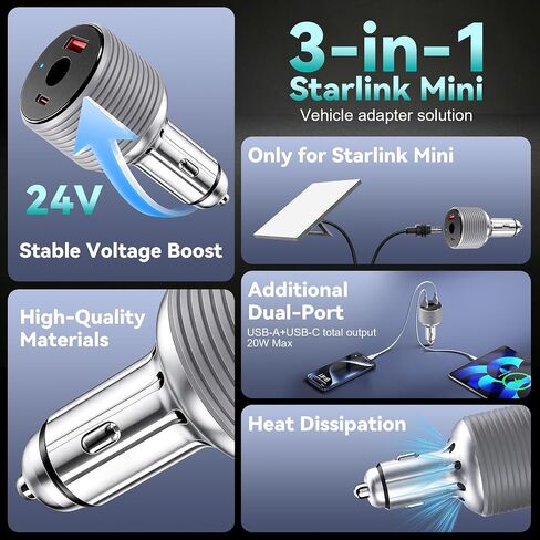 Starlink Mini Car Adapter, 12V-24V DC Step Up Converter with 60W in Kuwait