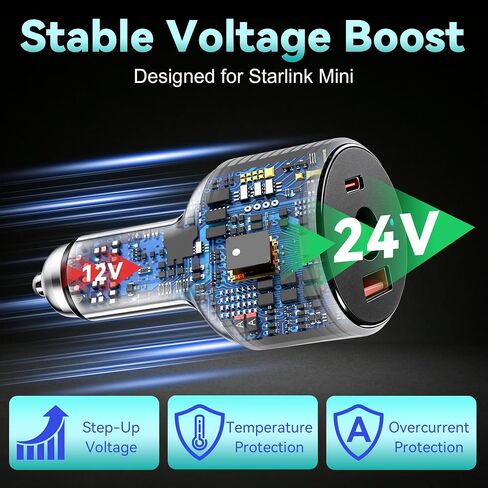 Starlink Mini Car Adapter, 12V-24V DC Step Up Converter with 60W in Kuwait