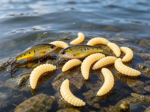 500 Pcs Fake Maggots Fake Wax Worms Soft Plastic Maggot Baits Bread Worm Fish Lure False Wax Worm Fishing Lures Baits for Fishing Bass, Halloween Decoration in Kuwait