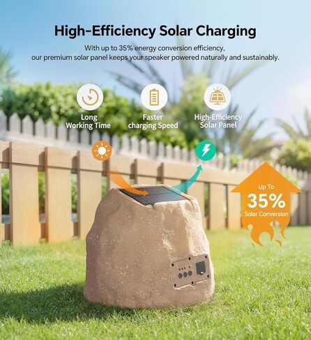 Upgraded Outdoor Rock Speaker 60W Deep Bass Multi-Sync up to 100Pcs, Remote Control, IPX7 Waterproof Solar-Powered with LED Lights Perfect for Pool, Garden, Patio, Ideal for Music Lovers - 2 Packs in Saudi Arabia