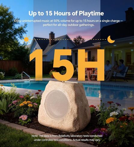 Upgraded Outdoor Rock Speaker 60W Deep Bass Multi-Sync up to 100Pcs, Remote Control, IPX7 Waterproof Solar-Powered with LED Lights Perfect for Pool, Garden, Patio, Ideal for Music Lovers - 2 Packs in Saudi Arabia