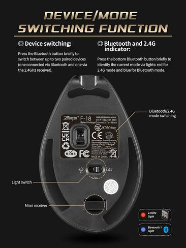 TKMARS Wireless Ergonomic Vertical Gaming Mouse with Joystick, Bluetooth & 2.4G, 12 Programmable Buttons, Adjustable 24000 DPI, Rechargeable RGB Computer Mouse for PC, MacBook & Laptops in Kuwait