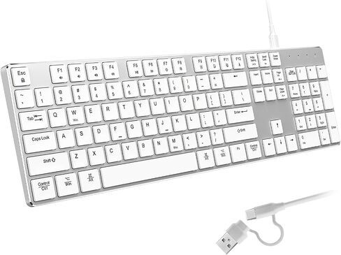 POWZAN Wired Backlit Keyboard for Mac/Win, Aluminum Slim Quiet Full Size in Kuwait