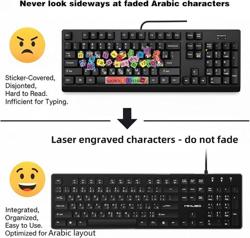 Arabic English Keyboard,Wired Keyboard Not Fading Bilingual Letters in Kuwait