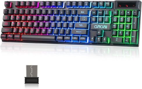 Wireless Gaming Keyboard,Rechargeable LED Keyboard,Teclado inalmbrico-Black in Saudi Arabia