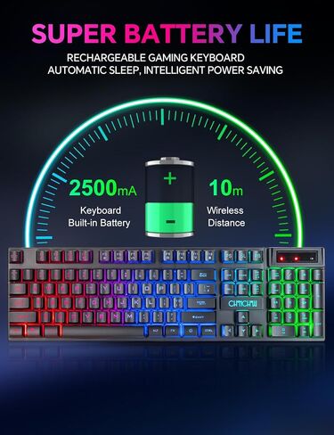 Wireless Gaming Keyboard,Rechargeable LED Keyboard,Teclado inalmbrico-Black in Saudi Arabia