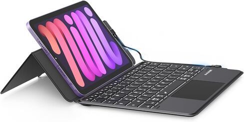 Universal Keyboard Wired & Dual Bluetooth for Tablet & Phone, Plug & Play Keypad for iPad, Z Fold & Galaxy Tab & Idea Tab, Wireless Keypad w/ Trackpad & Stand & Backlit for iOS/Android/macOS/Windows in Kuwait