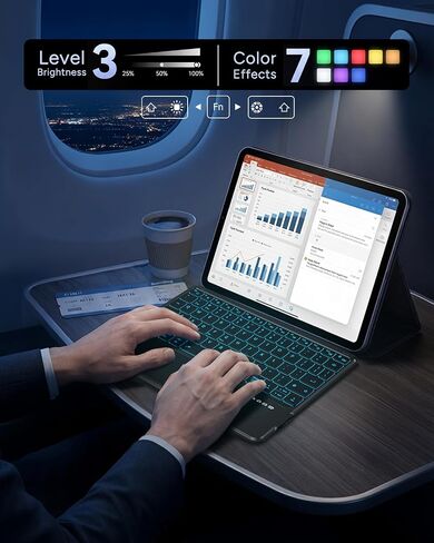 Universal Keyboard Wired & Dual Bluetooth for Tablet & Phone, Plug & Play Keypad for iPad, Z Fold & Galaxy Tab & Idea Tab, Wireless Keypad w/ Trackpad & Stand & Backlit for iOS/Android/macOS/Windows in Kuwait