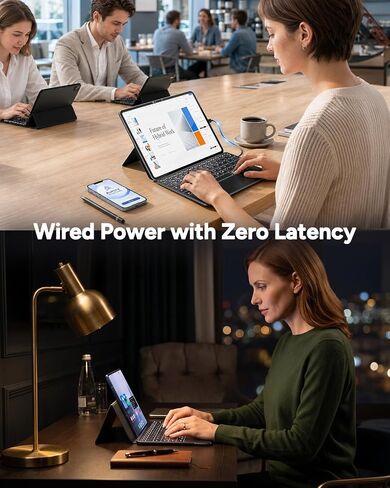 Universal Keyboard Wired & Dual Bluetooth for Tablet & Phone, Plug & Play Keypad for iPad, Z Fold & Galaxy Tab & Idea Tab, Wireless Keypad w/ Trackpad & Stand & Backlit for iOS/Android/macOS/Windows in Kuwait