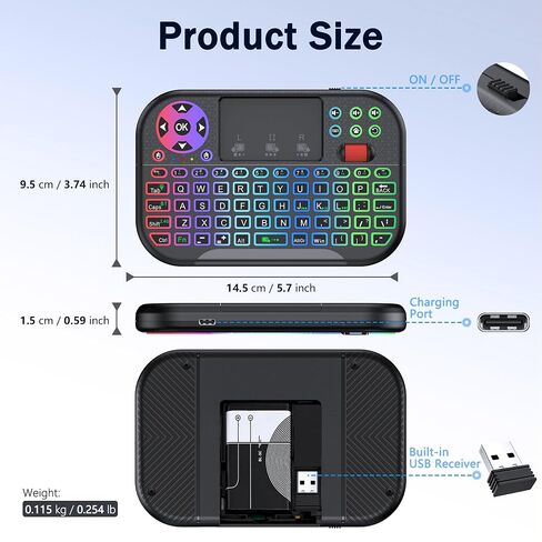 M2 Mini Wireless Keyboard,BT+2.4G Dual Mode Portable Keyboard for HTPC/IPTV in Kuwait