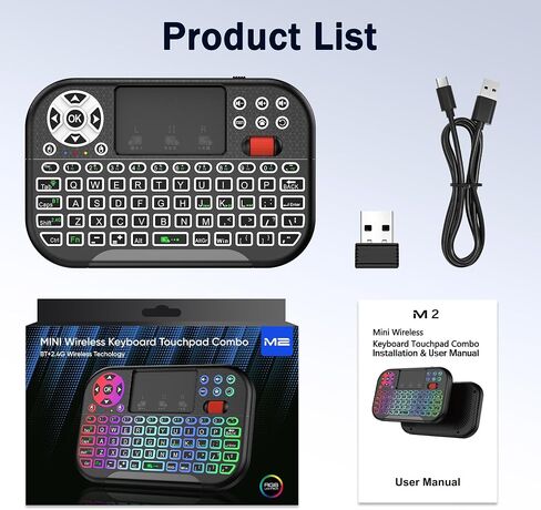 M2 Mini Wireless Keyboard,BT+2.4G Dual Mode Portable Keyboard for HTPC/IPTV in Kuwait