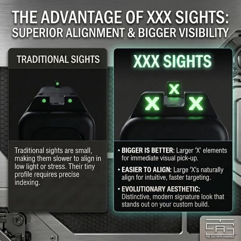 TSA® XXX Glow Sights for Glock® 17 19 19X 40 44 45 47 49 Gen 1-6 & MOS Screws Included in Saudi Arabia