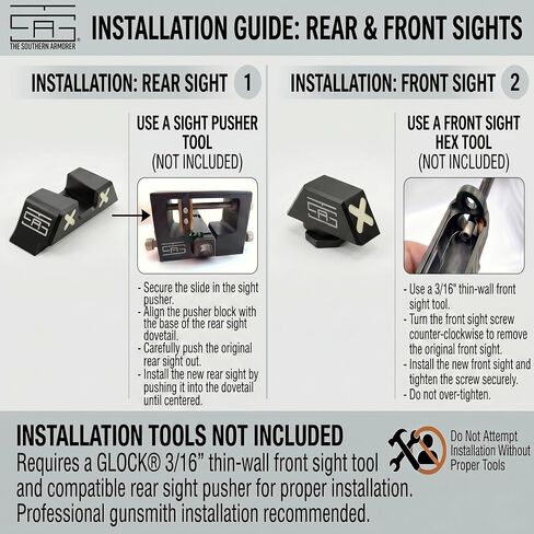 TSA® XXX Glow Sights for Glock® 17 19 19X 40 44 45 47 49 Gen 1-6 & MOS Screws Included in Saudi Arabia