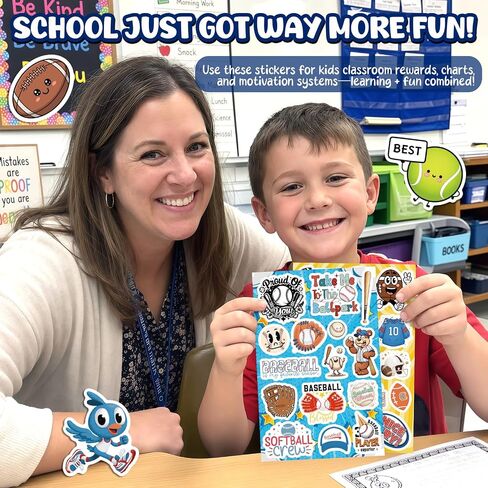 300 Pcs Sport Stickers for Kids, Waterproof Vinyl Sticker Water Bottles (Soccer, Basketball, Baseball) for Laptops, Party Favors & Classroom Prizes, Birthday Decorations in Saudi Arabia