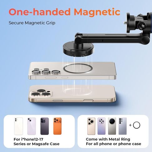 Kaitezenz 71" Auto Pop Open Magnetic Tripod for iPhone with Remote, 360° Rotation Cell Phone Selfie Stick Tripod Stand, Dual-Camera Tripod Compatible with Phone Camera in Kuwait