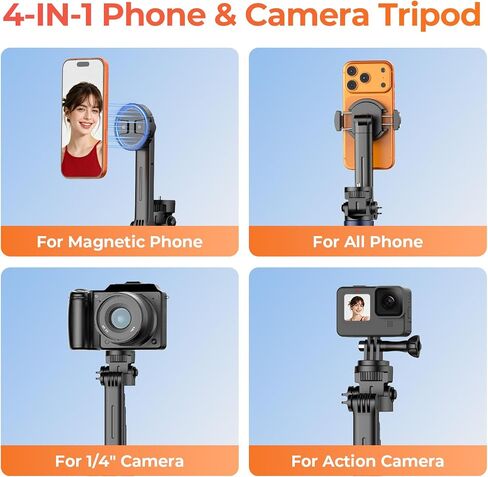Kaitezenz 71" Auto Pop Open Magnetic Tripod for iPhone with Remote, 360° Rotation Cell Phone Selfie Stick Tripod Stand, Dual-Camera Tripod Compatible with Phone Camera in Kuwait