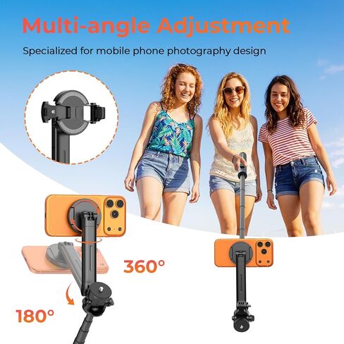 Kaitezenz 71" Auto Pop Open Magnetic Tripod for iPhone with Remote, 360° Rotation Cell Phone Selfie Stick Tripod Stand, Dual-Camera Tripod Compatible with Phone Camera in Kuwait