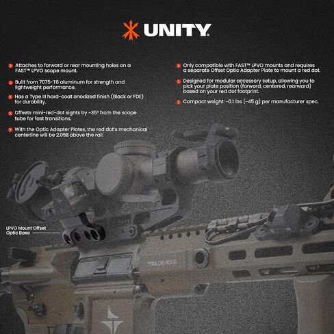 Unity Tactical FST-SOBB Fast - LPVO Offset Optic Base - Black, One Size in Kuwait