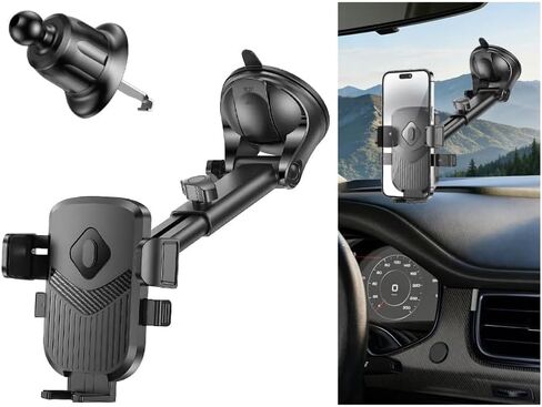 HZEL Car Phone Holder, 360° Rotation Suction, Dashboard Windshield, Pink in Saudi Arabia