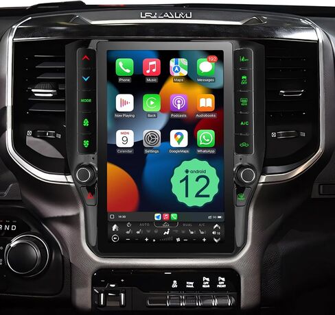 8 Cores 4+64G Radio Upgrade,2019-2024 for Dodge Ram 1500 2500 3500 Truck Car Radio Upgrade,12 inch Vertical Touchscreen Support Wireless CarPlay Android Auto GPS Bluetooth FM SWC(12 inch) in Kuwait