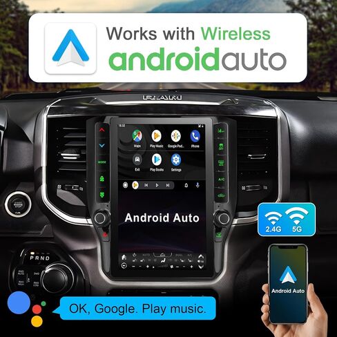 8 Cores 4+64G Radio Upgrade,2019-2024 for Dodge Ram 1500 2500 3500 Truck Car Radio Upgrade,12 inch Vertical Touchscreen Support Wireless CarPlay Android Auto GPS Bluetooth FM SWC(12 inch) in Kuwait