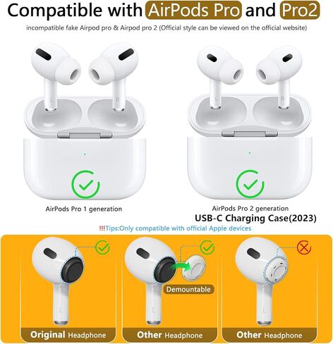 Pohgelan Memory Foam Replacement Ear Tips for AirPods Pro 2nd/1st-Balck in Kuwait