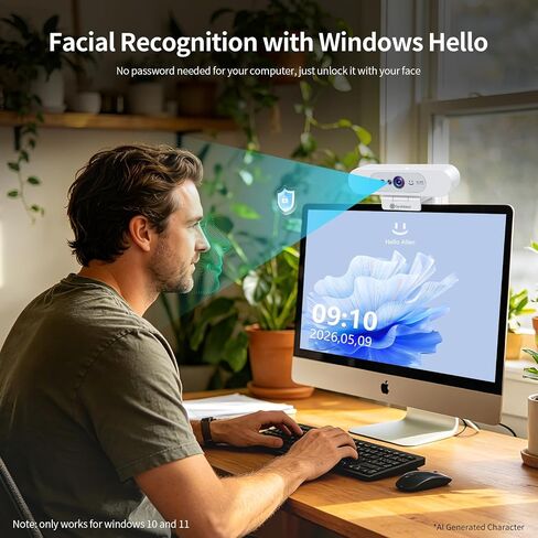 4K Webcam for PC, Compatible with Windows Hello, 8.3MP UHD 1/2.55" CMOS in Kuwait